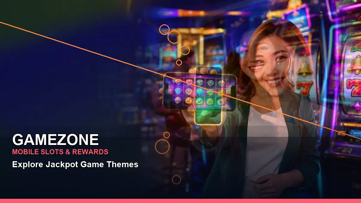 Casino host artwork with a reminder to check GAMEZONE offer terms, eligibility, and responsible-play limits