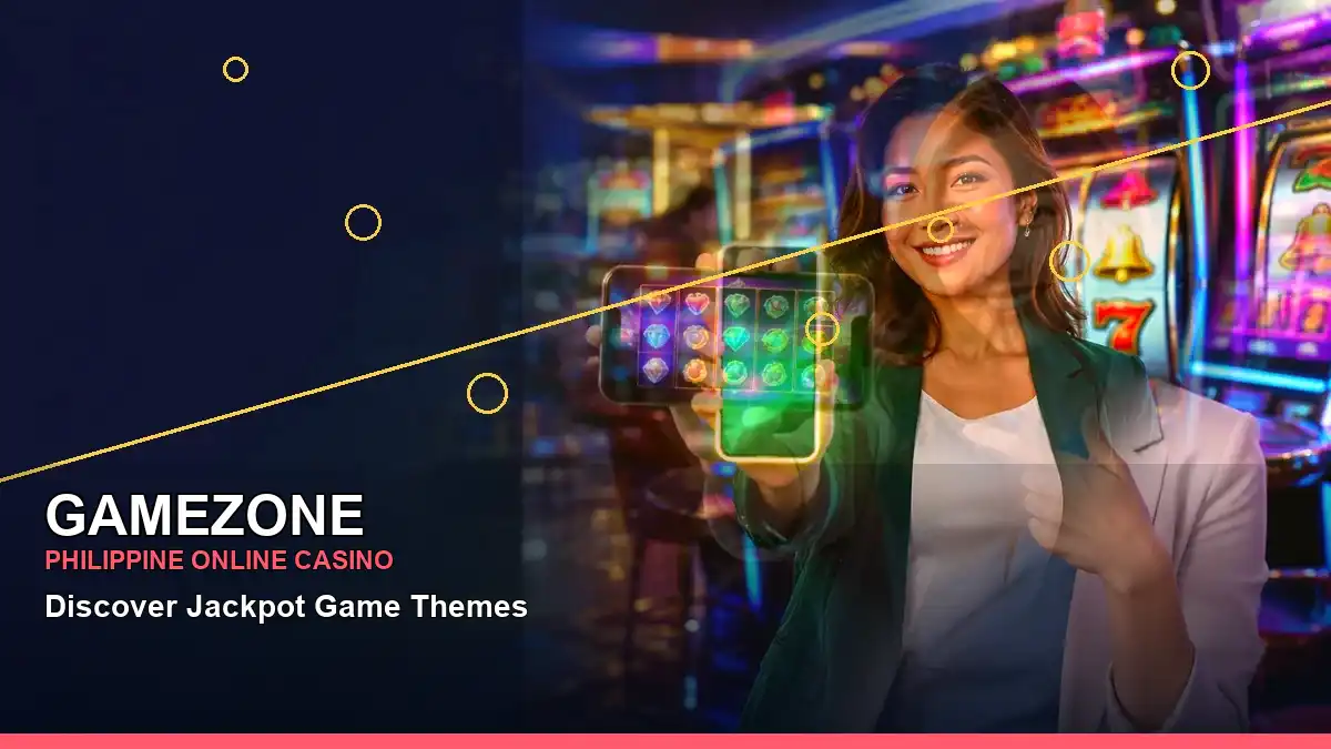 GAMEZONE casino-themed image with an adult Filipina host framed on the right; verify any reward details before taking action